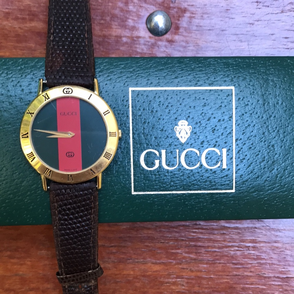 Unisex GUCCI 3000M Iconic Wristwatch Gold Plated Orig Lizard Strap. NEW BATTERY! - Picture 14 of 14